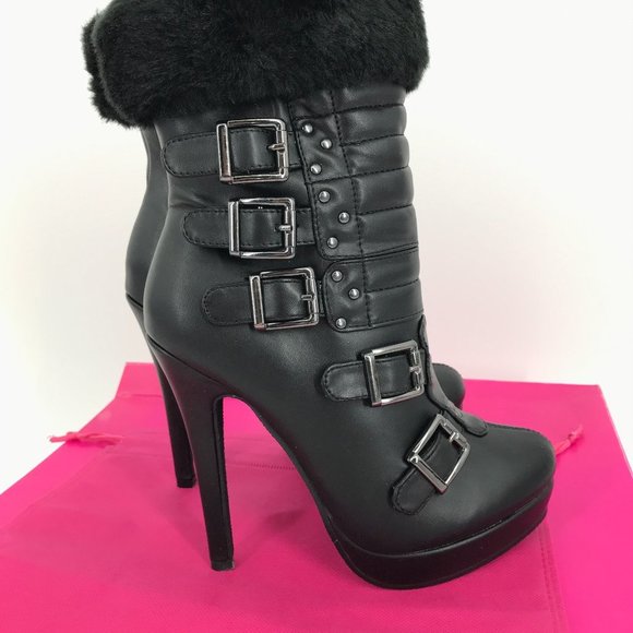 𝅺COPY - SHOE DAZZLE MAE BLACK PLATFORM ANKLE BOOTS SZ 6.5 NEW - Picture 2 of 9